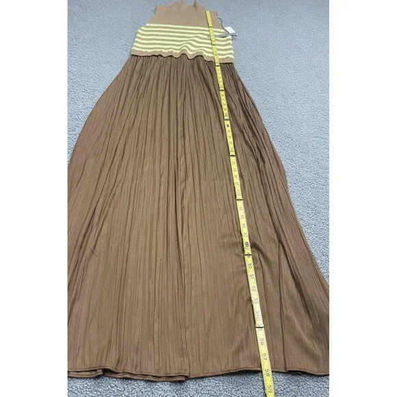 Anthropologie Sweater Dress Maxi Thea Twofer Sleeveless Brown Stripe Sz XL NWT